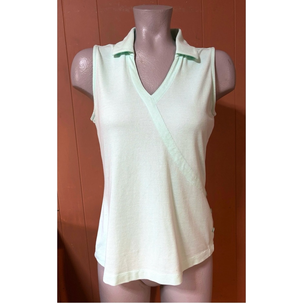 EP Pro Cool Mint V-Neck Sleeveless Polo Golf Top, Medium